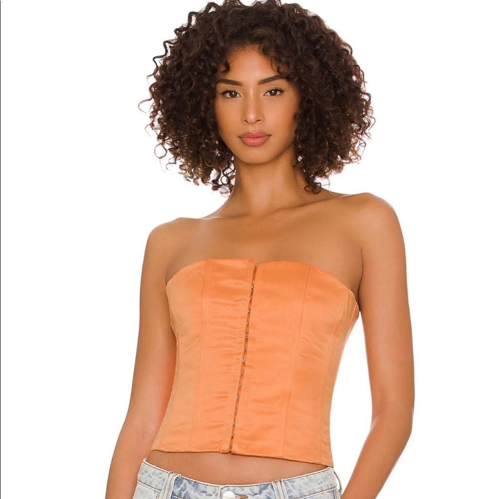 Danielle guizio satin corset in sunset